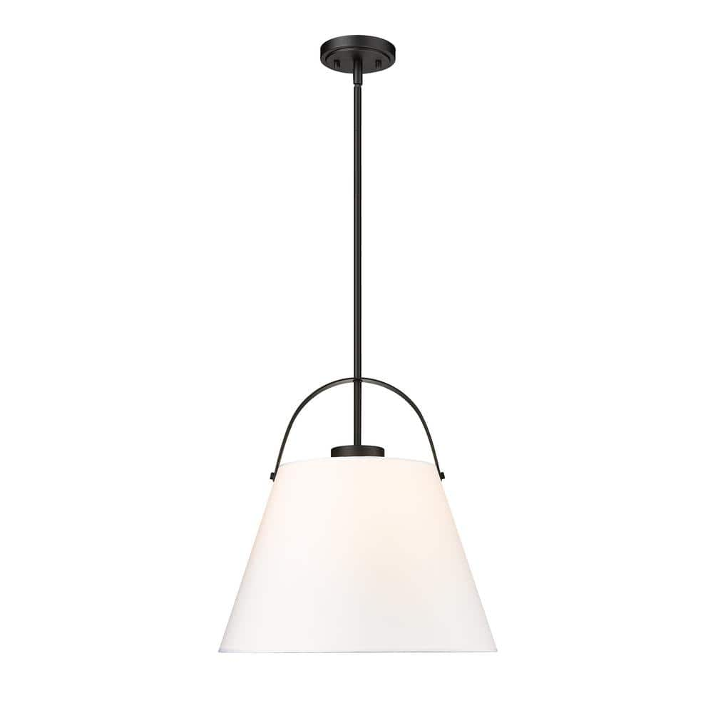 Z-Studio Linen Pendant 18 in. 1-Light Matte Black Pendant Light with Ivory  Fabric Shade with No Bulbs included 743P18-MB - The Home Depot