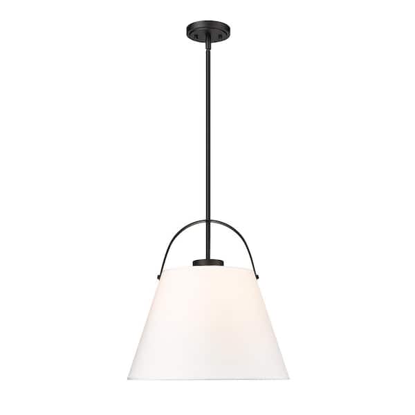 Unbranded Z-Studio Linen Pendant 18 in. 1-Light Matte Black Pendant Light with Ivory Fabric Shade with No Bulbs included