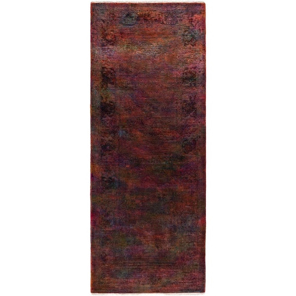 Overdyed Orange 3 ft. x 8 ft. Solid Wool Indoor Runner Rug