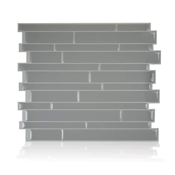 smart tiles Milano Platino 11.55 in. W x 9.63 in. H Grey Peel and Stick Decorative Mosaic Wall Tile Backsplash (6-Pack)