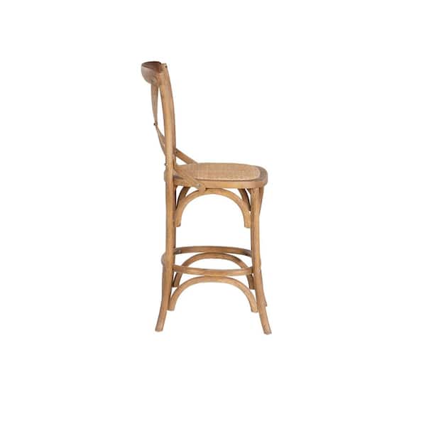 Posey 41.25"H Grey Wash X-Back Elm Wood 24.5" Seat Height Counter Stool