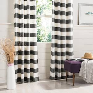 Grey/White Stripe Striped Grommet Room Darkening Curtain - 52 in. W x 96 in. L