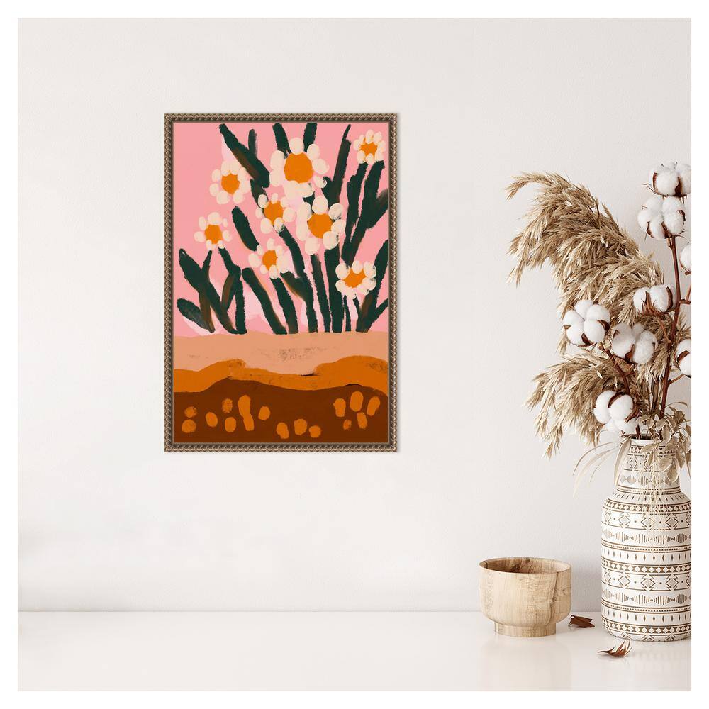 Pastel Floral Abstract Canvas Art with Beaded Frame