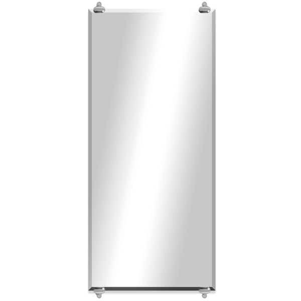 Unbranded Modern Rustic (20in. W x 58 in. H) Frameless Rectangular Beveled Wall Mirror Chrome Oval Clips