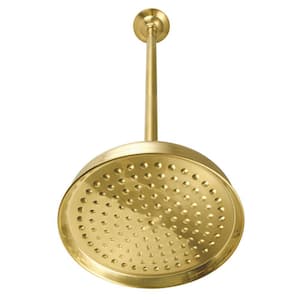 Shower Scape 1-Spray Patterns 10 in. Ceiling Mount Rain Fixed Shower Head in Brushed Brass with 17 in. Ceiling Support