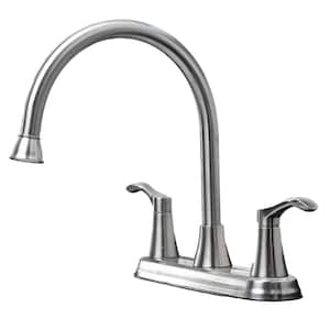 2-Handle Standard Kitchen Faucet with Matching Side Spray in Brushed Nickel