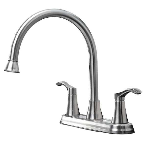 EZ-FLO 2-Handle Standard Kitchen Faucet with Matching Side Spray in Brushed Nickel