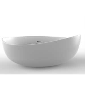 Newport 70.87 in. Solid Surface Stone Resin Flatbottom Bathtub in Matte White