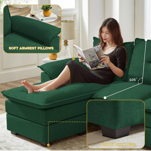 STICKON 82.28 in. Top Pillow Arm Fabric L Shape Sectional