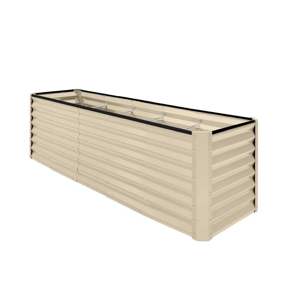 96 in. L x 24 in. W x 24 in. H Steel Beige Raised Garden Bed