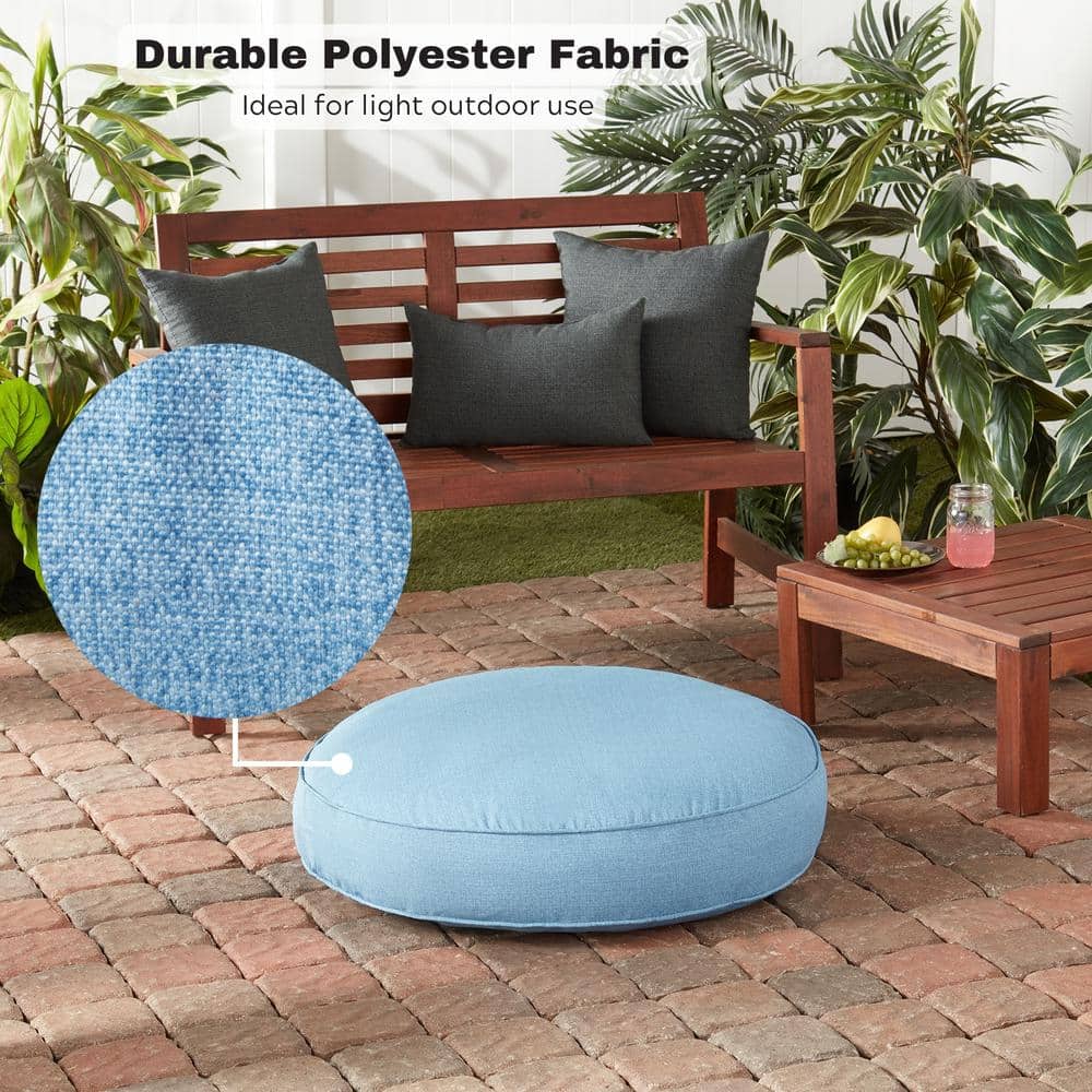 Small Denim Round Outdoor Pillow Dog Bed