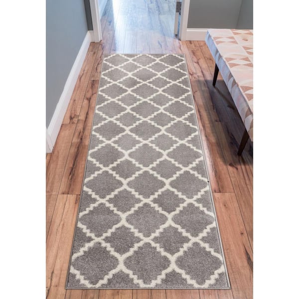 Sydney Lulu's Lattice Morden Grey 2 ft. 3 in. x 7 ft. 3 in. Runner Rug