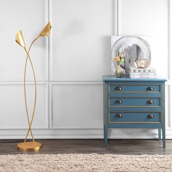 Merrigan Ginkgo 58.5 in. Gold Leaf Floor Lamp with Accent Shade