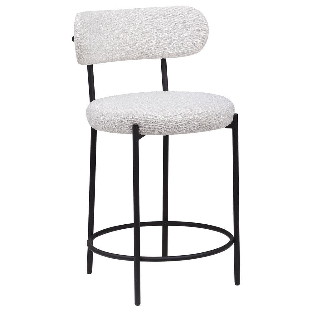 Viola Cream Boucle Upholstered Counter Stools with Black Metal Frame