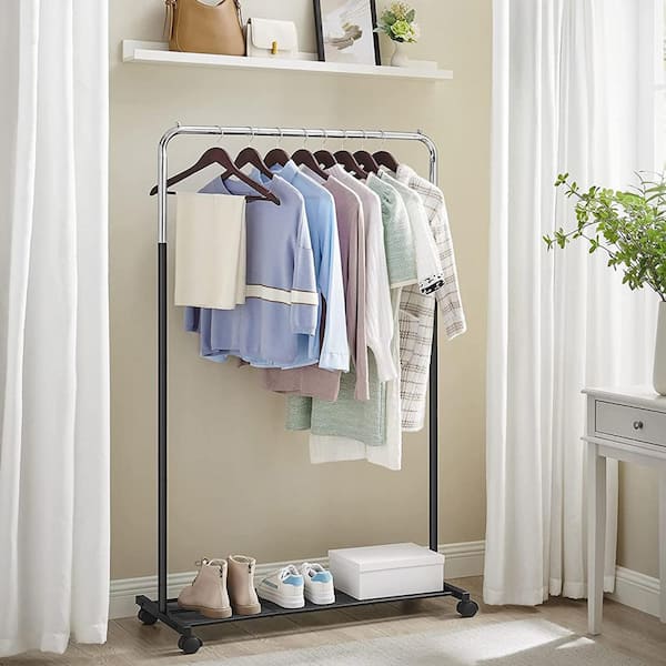 Natural Bamboo Garment Clothes Rack with Shelves 39.4 in. W x 54.7 in. H  rack-279 - The Home Depot