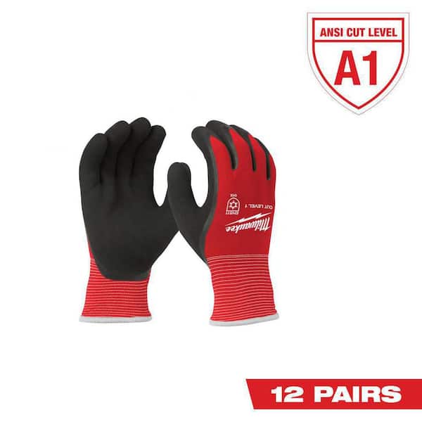 Small Red Latex Level 1 Cut Resistant Insulated Winter Dipped Work Gloves (12-Pack)