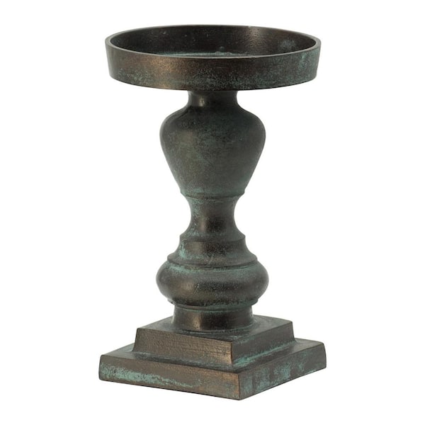 A & B Home Patina Metal Pillar Candle Holder - 10.6 in. H