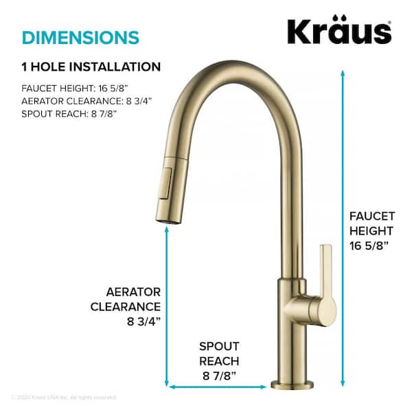 Oletto Single-Handle Pull-Down Sprayer Kitchen Faucet in Brushed Brass