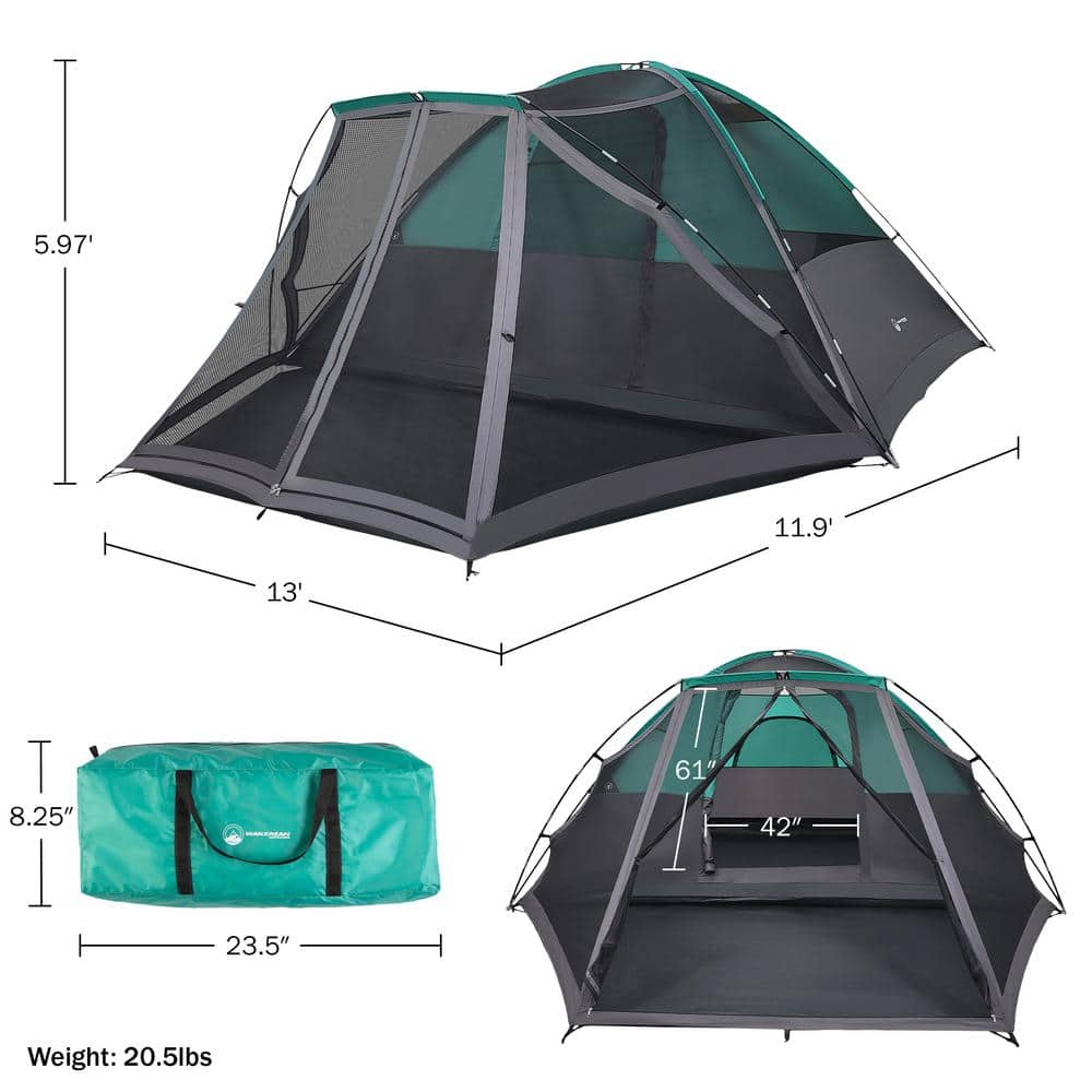 Wakeman Green Four Season 6 Person Cabin Tent with Carry Bag