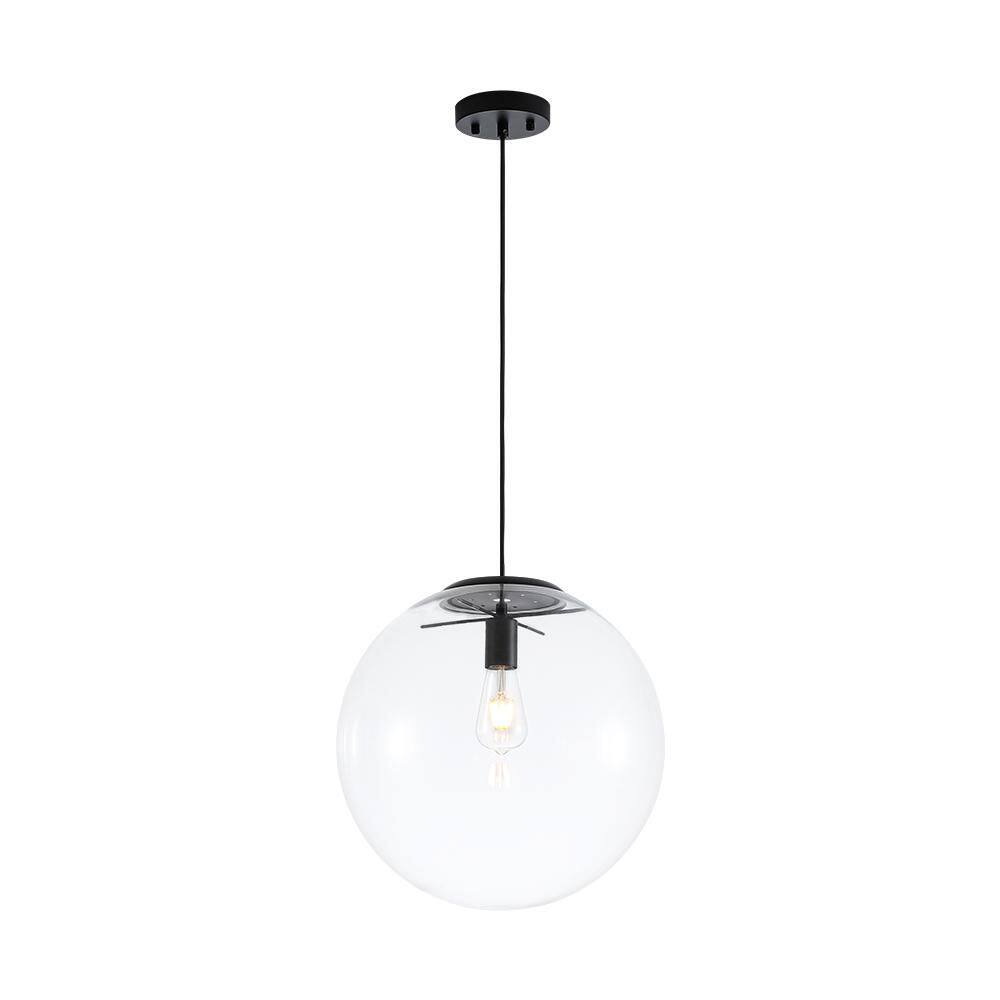 Voryra 1-Light 15.7 in. W Matte Black Clear Glass Globe Pendant Light for Dining Room and Kitchen Island price history on PriceWatchPro