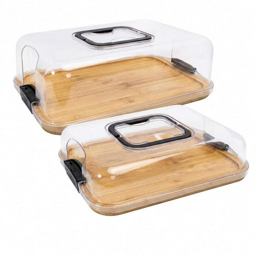2-Pack Bamboo Charcuterie Board with Locking Lid and 4 Cheese Knives 14.5 x 11 in. Travel Portable Unit price history on PriceWatchPro