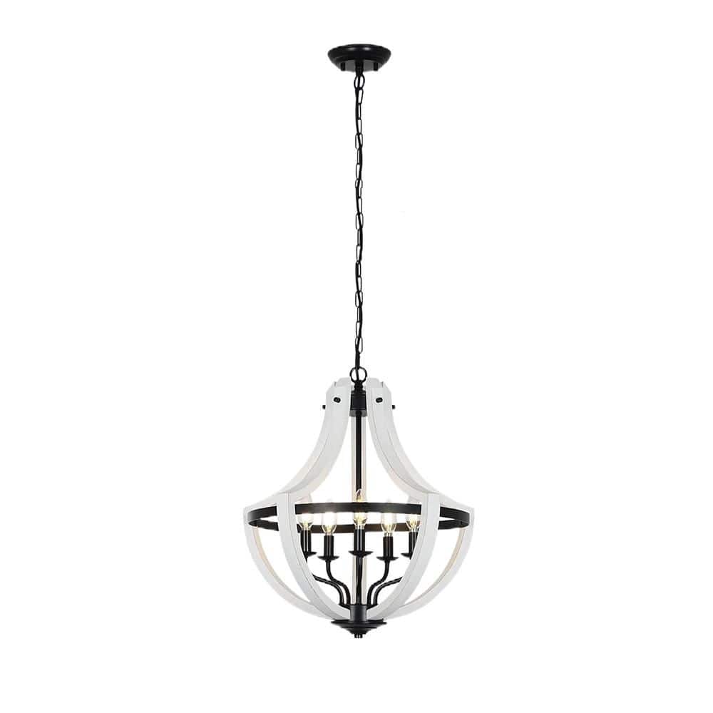 5-Light Modern Beige Farmhouse Cage Chandelier, Vintage Pendant Light Fixture Adjustable Hanging, No Bulbs Included price history on PriceWatchPro