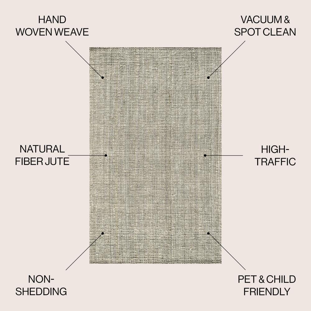 Gray Handwoven Chunky Jute 4' x 6' Reversible Area Rug