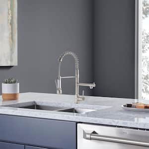 Single Hole Single Handle Pull Down Sprayer Kitchen Faucet, Modern Kitchen Sink Faucet in Brushed Nickel