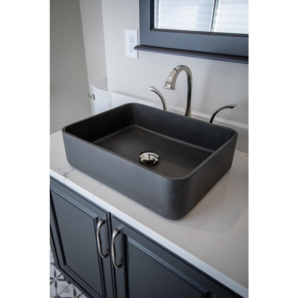Eden 19'' Black Lava Stone Rectangular Vessel Sink