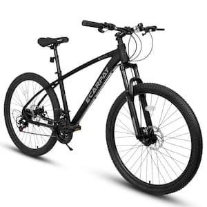27 in. Black Adult Aluminum Frame Mountain Bike, 21 Speeds, Suspension Fork, Disc-Brake