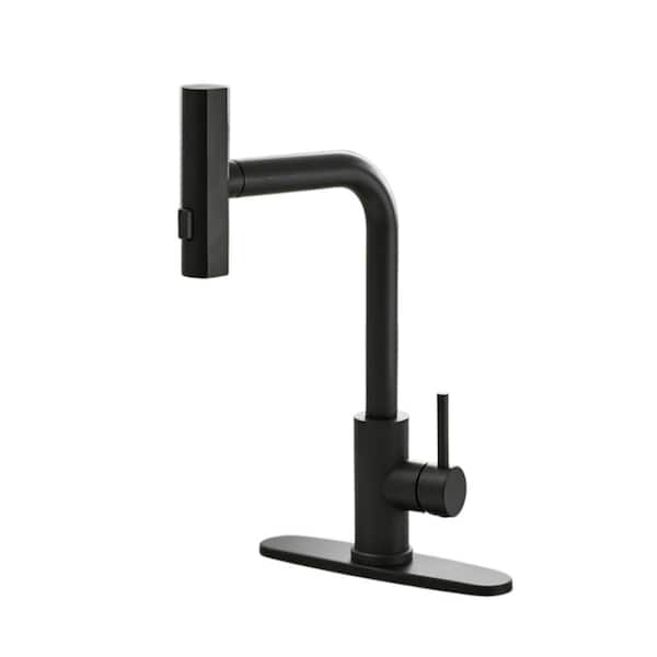 14 in. H x 10 in. W x 7.7 in. D Stainless Steel Kitchen Faucet with Pull Down Sprayer for Kitchen Sink, Black (1-Pack)