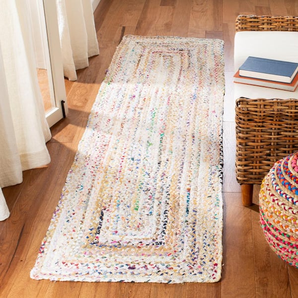Braided Ivory/Multi 2 ft. x 8 ft. Border Runner Rug