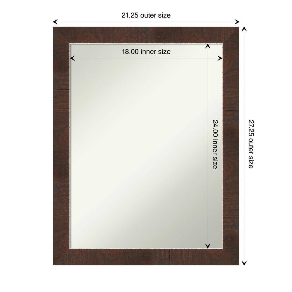 Wildwood Brown and Silver Rectangular Wood Bathroom Vanity Mirror
