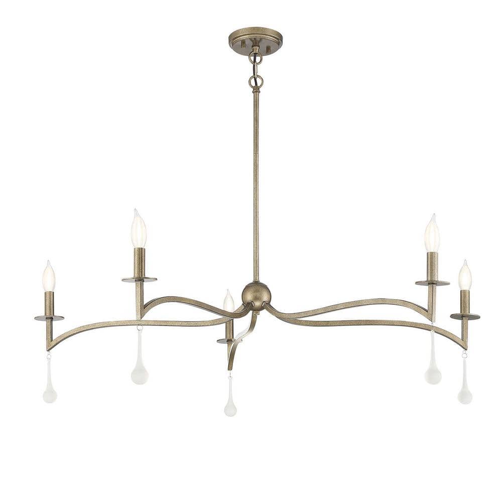 Laramie 5-Light Chelsea Gold Chandelier with Crystal Drops
