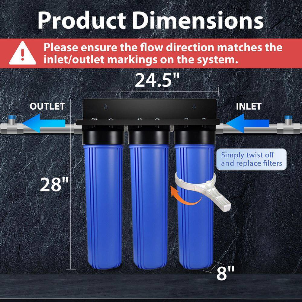 Buy 3Stage Whole House Water Filtration System with Sediment and Carbon Block Whole House Water