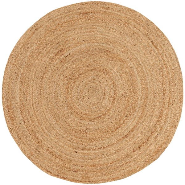 Nourison Natural Jute Natural 4 ft. x 4 ft. Solid Contemporary Round Area Rug