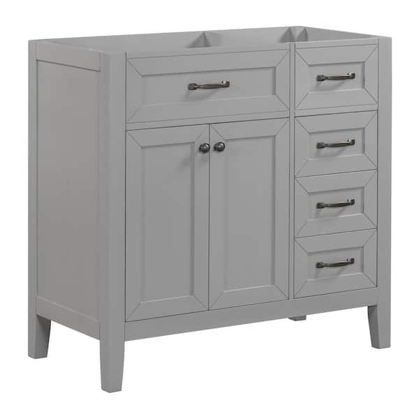 Unbranded 35.5 in. W x 17.7 in. D x 35.0 in. H Bath Vanity Cabinet without Top in Gray with Drawers Without Sink, Cabinet Base