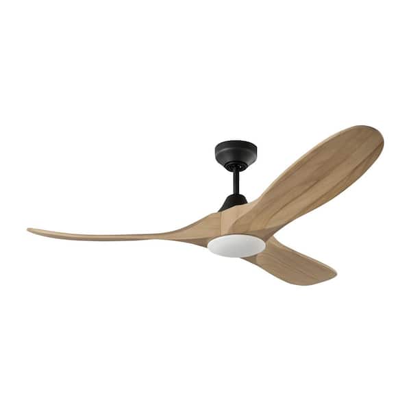 Fan Maverick Smart 52 in. Midnight Black Modern Downrod Mount Standard Ceiling Fan with Light Kit and Remote