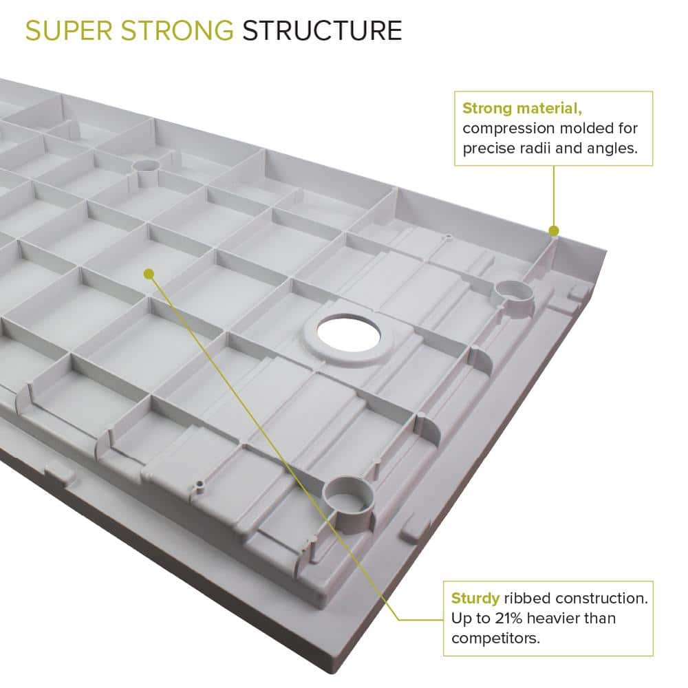 Gray 60'' x 30'' Rectangular Shower Base with Left Drain