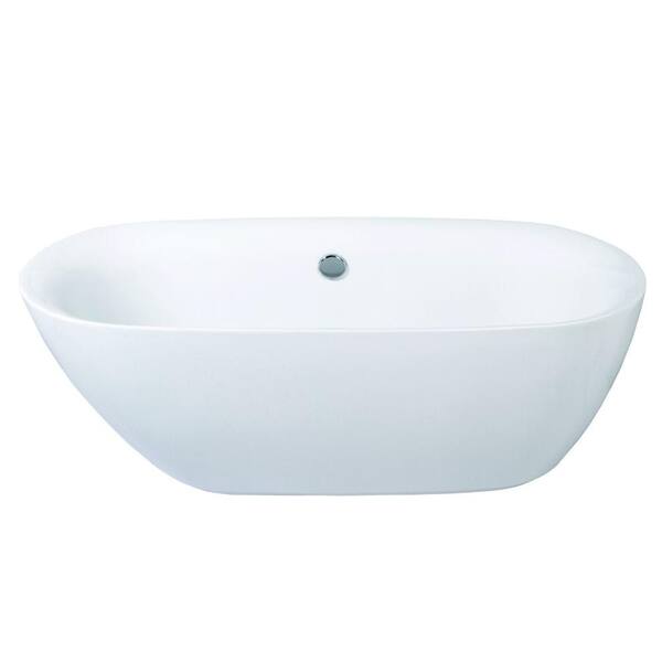 Aqua Eden Modern 5.6 ft. Acrylic Center Drain Double Ended Flatbottom Non-Whirlpool Bathtub in White