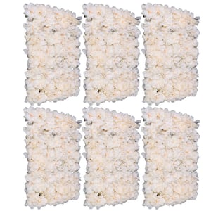 Light Champagne 23.6 in. x 15.7 in. Artificial Floral Wall Panel Silk Rose Backdrop Decor (6-Pieces)