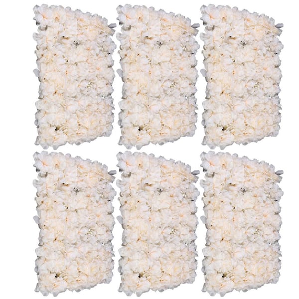 YIYIBYUS Light Champagne 23.6 in. x 15.7 in. Artificial Floral Wall Panel Silk Rose Backdrop Decor (6-Pieces)