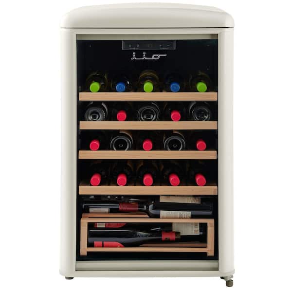 iio 30 Bottle Free Standing Retro Wine Cooler in Cream