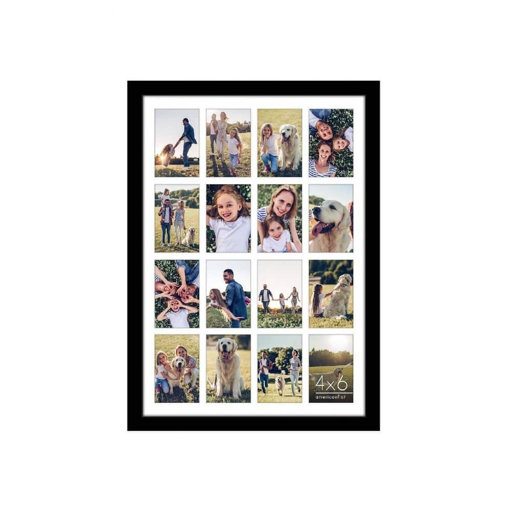 Sixteen 18 in. x 6 in. Black Wood Multi Collage Frame HDD7NKM6SB