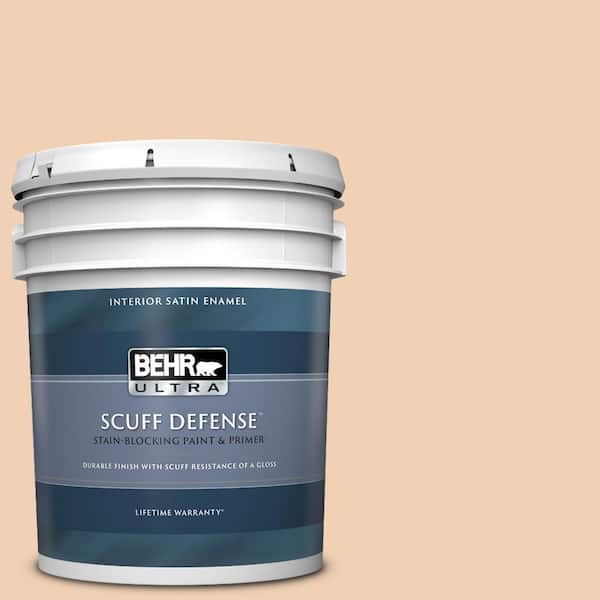 BEHR ULTRA 5 gal. #PPU3-07 Pale Coral Extra Durable Satin Enamel Interior Paint & Primer