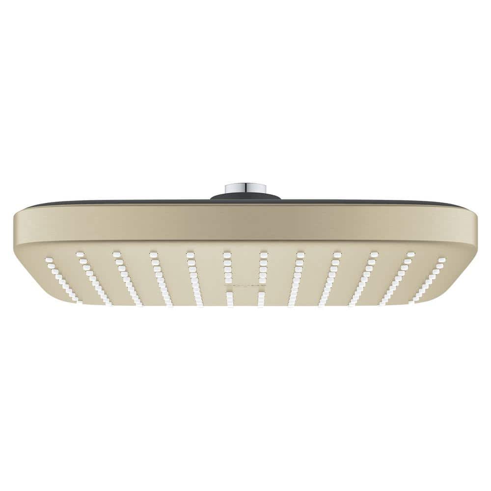 Brushed Nickel Square Rain Shower Head with DreamSpray