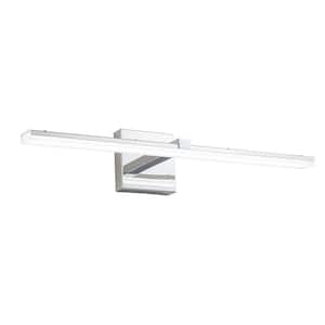 Nimbus 20 in. W 18-Watt 1-Light Dimmable Polished Chrome LED Vanity Light Integrated LED Wall Sconce with Acrylic Shade