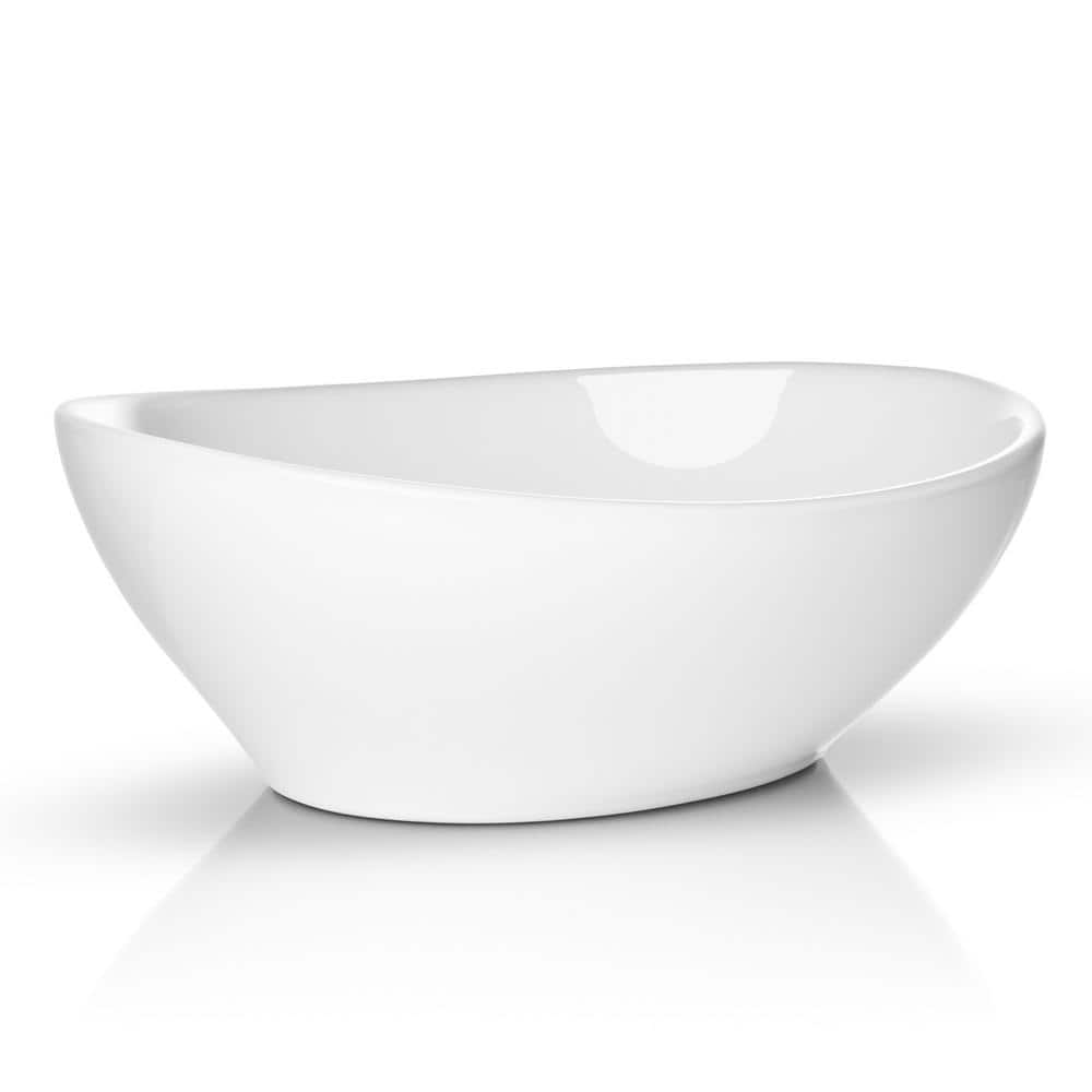 White Ceramic Oval Above-Counter Bathroom Sink