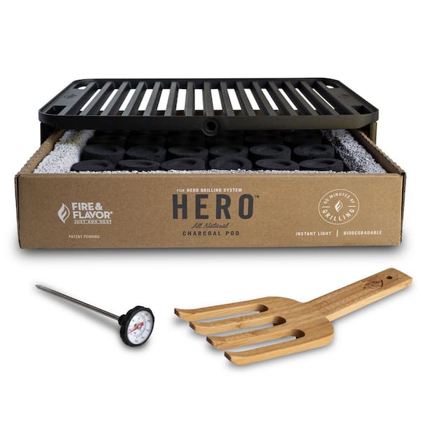 Fire and Flavor HERO Portable Charcoal Grill in Black