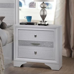Naima 2-Drawer White Nightstand 26 in. x 26 in. x 17 in.